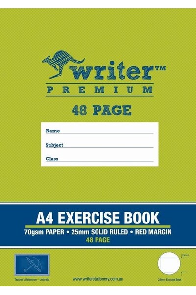 Writer Exercise Book Premium A4 - 25mm Ruled + Margin 48pg: Umbrella (Single)