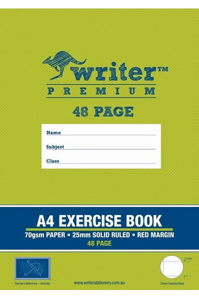 Writer Exercise Book Premium A4 - 25mm Ruled + Margin 48pg: Umbrella (Pack of 20)