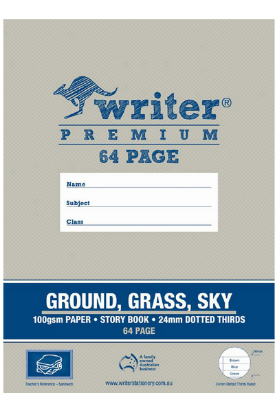 Writer Story Book Premium Story Book - 330x240mm 24mm Dotted-Thirds: Ground, Grass, Sky 64pg (Single)