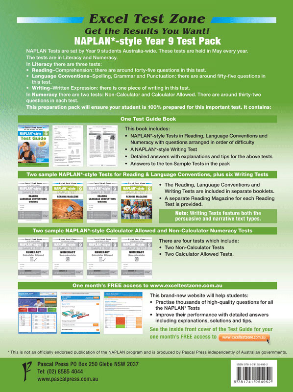 Excel Test Zone - NAPLAN*-style Test Pack: Year 9 - Pascal Press ...