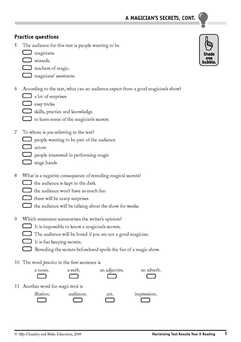 Maximising Test Results - NAPLAN*-style Literacy: Year 9 - Reading