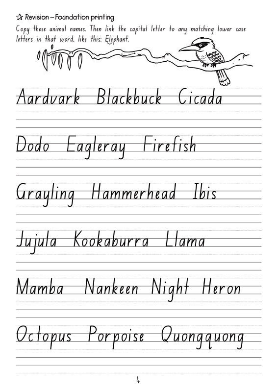 handwriting homework year 4