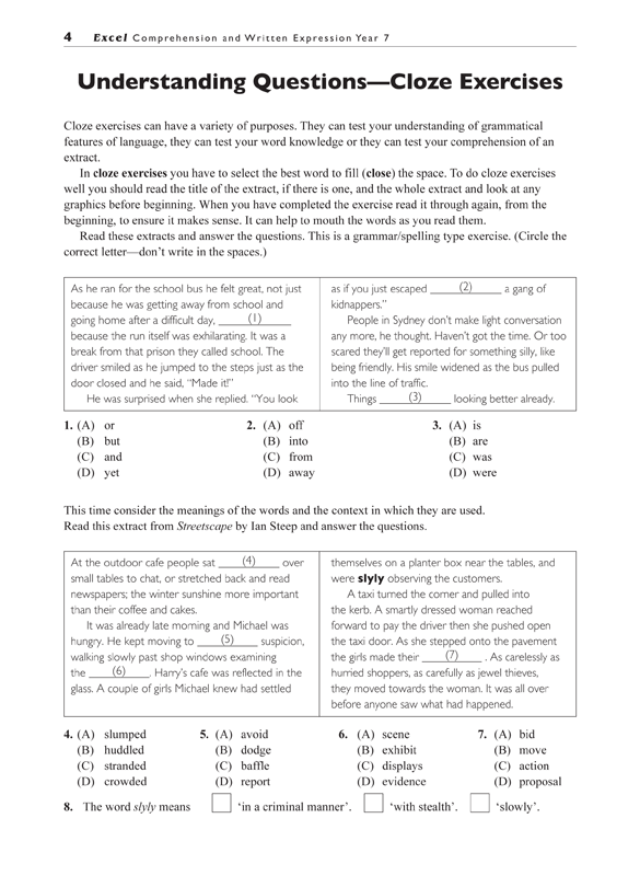 Excel Basic Skills - Comprehension and Written Expression: Year 7