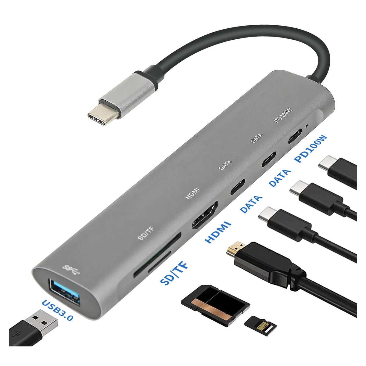 Altronics USB 3.2 Gen 1 Type C 7 In 1 Multi Hub