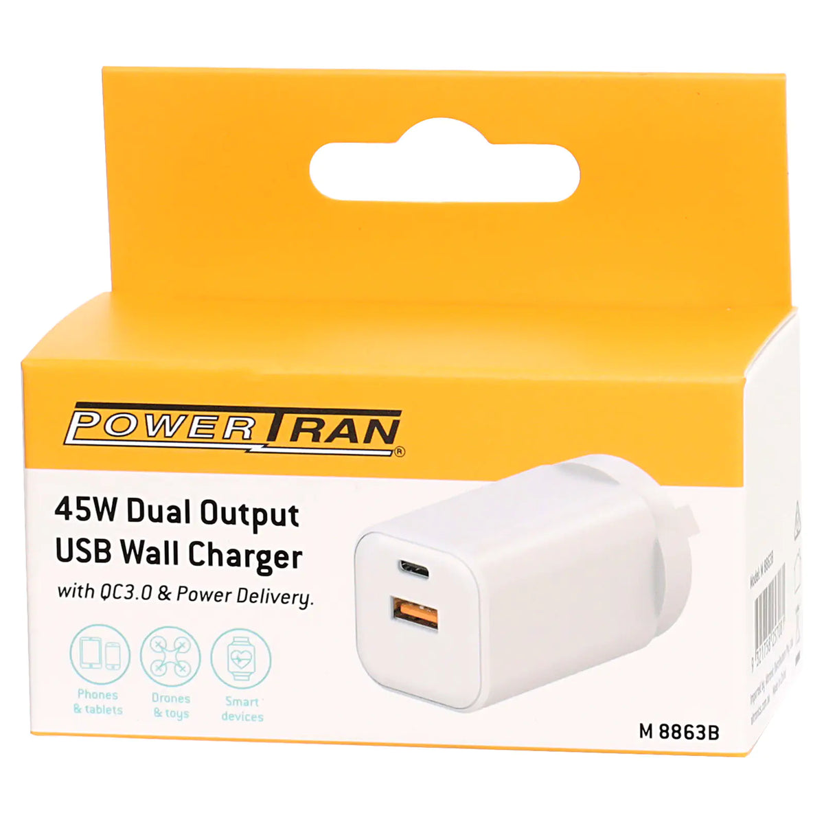 Powertran Dual Output QC3.0 and PD USB Wall Charger