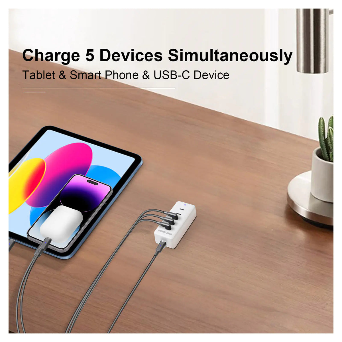 Powertran 5 Way USB-C QC3.0 100W PD Charger Hub