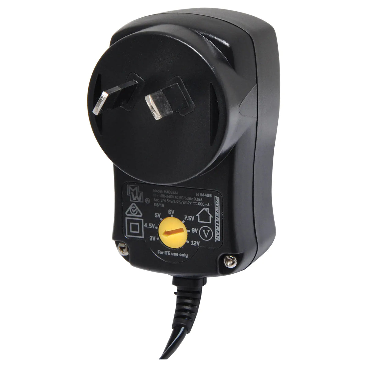 Powertran 3-12V DC 600mA Appliance Power Supply Adapter