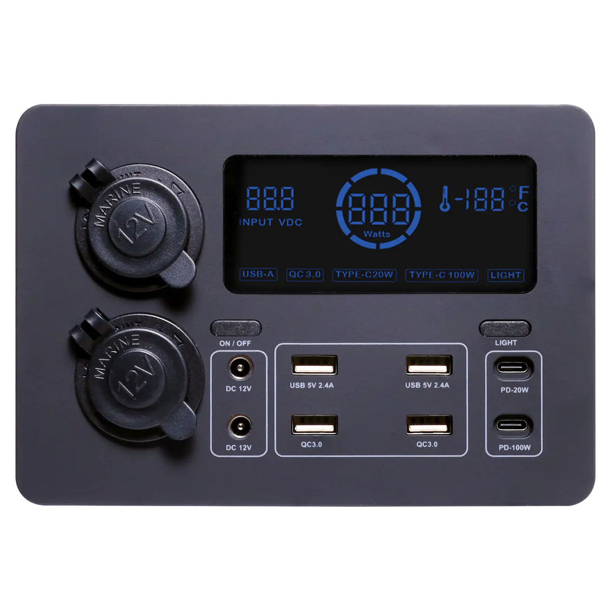 Powerhouse 12V DC Power Control Hub With Power Meter Display