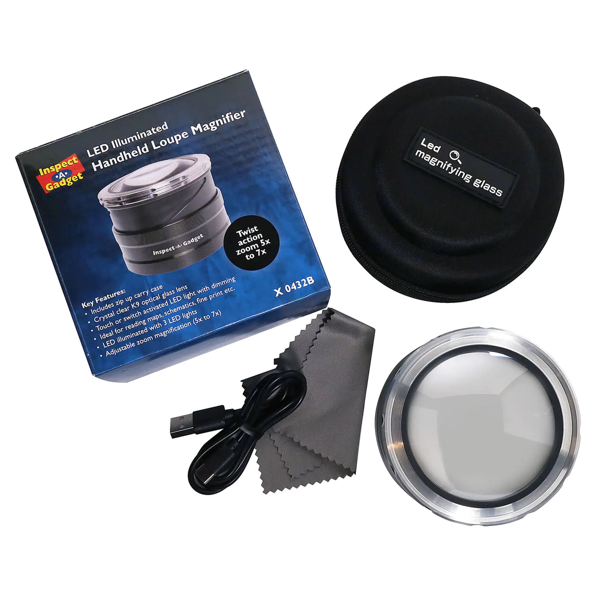 Inspect-A-Gadget 5x-7x Adjustable Handheld LED Magnifier