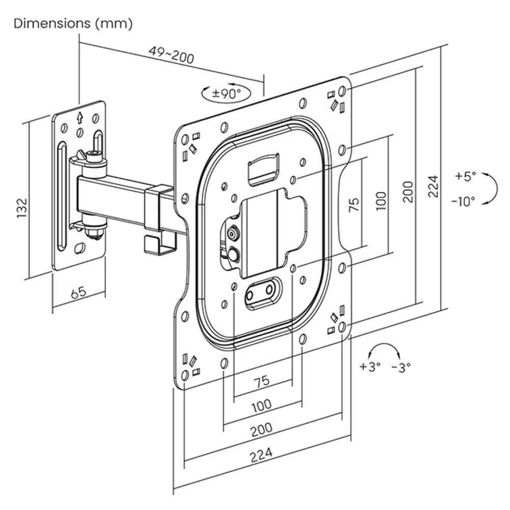 Dynalink 23-43" Flat Screen Swivel LCD Wall Bracket