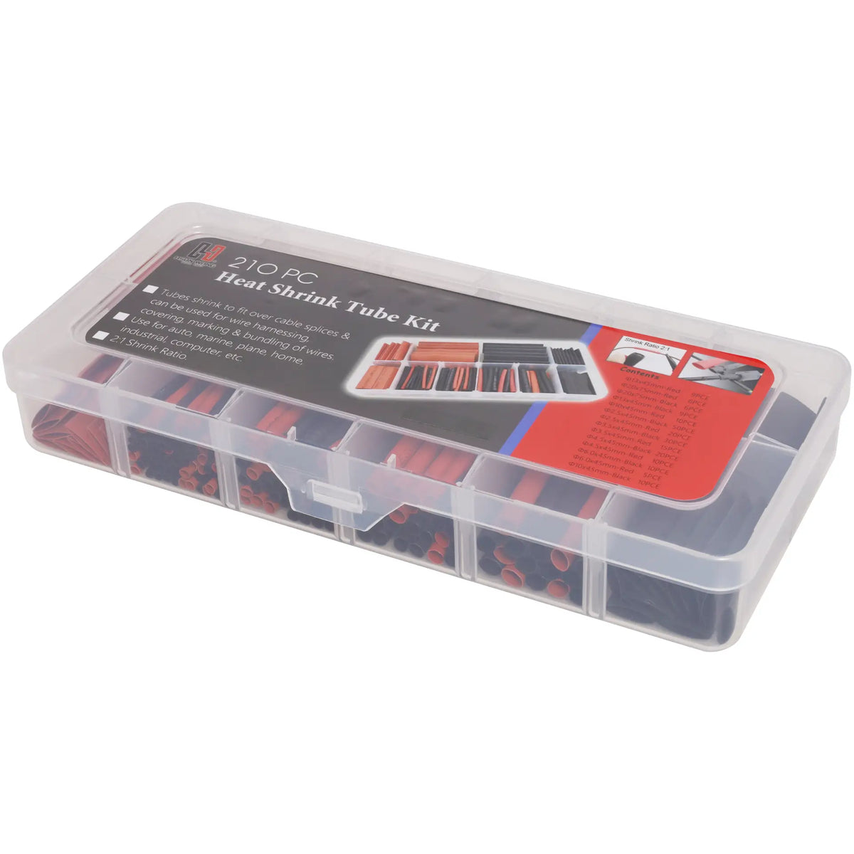 210pc Red/Black Heat Shrink Tubing