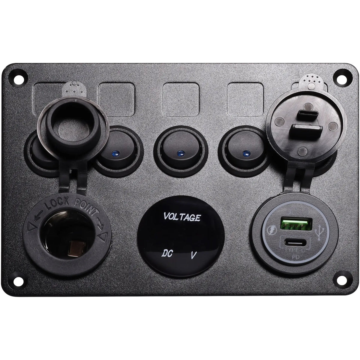 Powerhouse 6 Way Switch Panel With Meter/ USB/ Cig. Socket