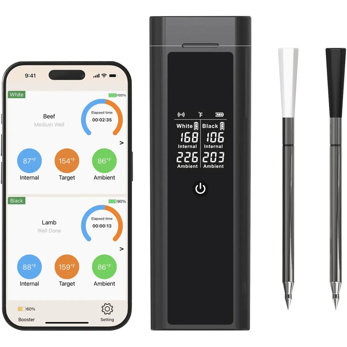 Altronics Wireless Bluetooth BBQ Dual Probe Meat Thermometer