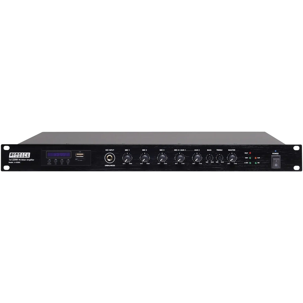 Redback Compact 100V Class D Bluetooth PA Mixer Amplifier 120W