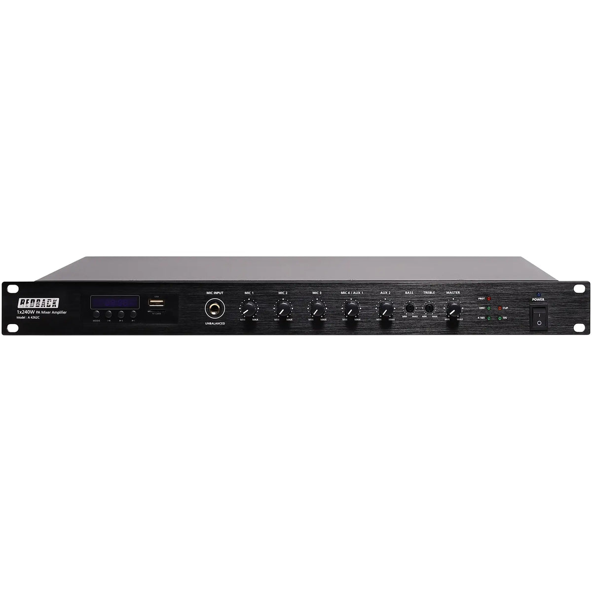 Redback Compact 100V Class D Bluetooth PA Mixer Amplifier 240W