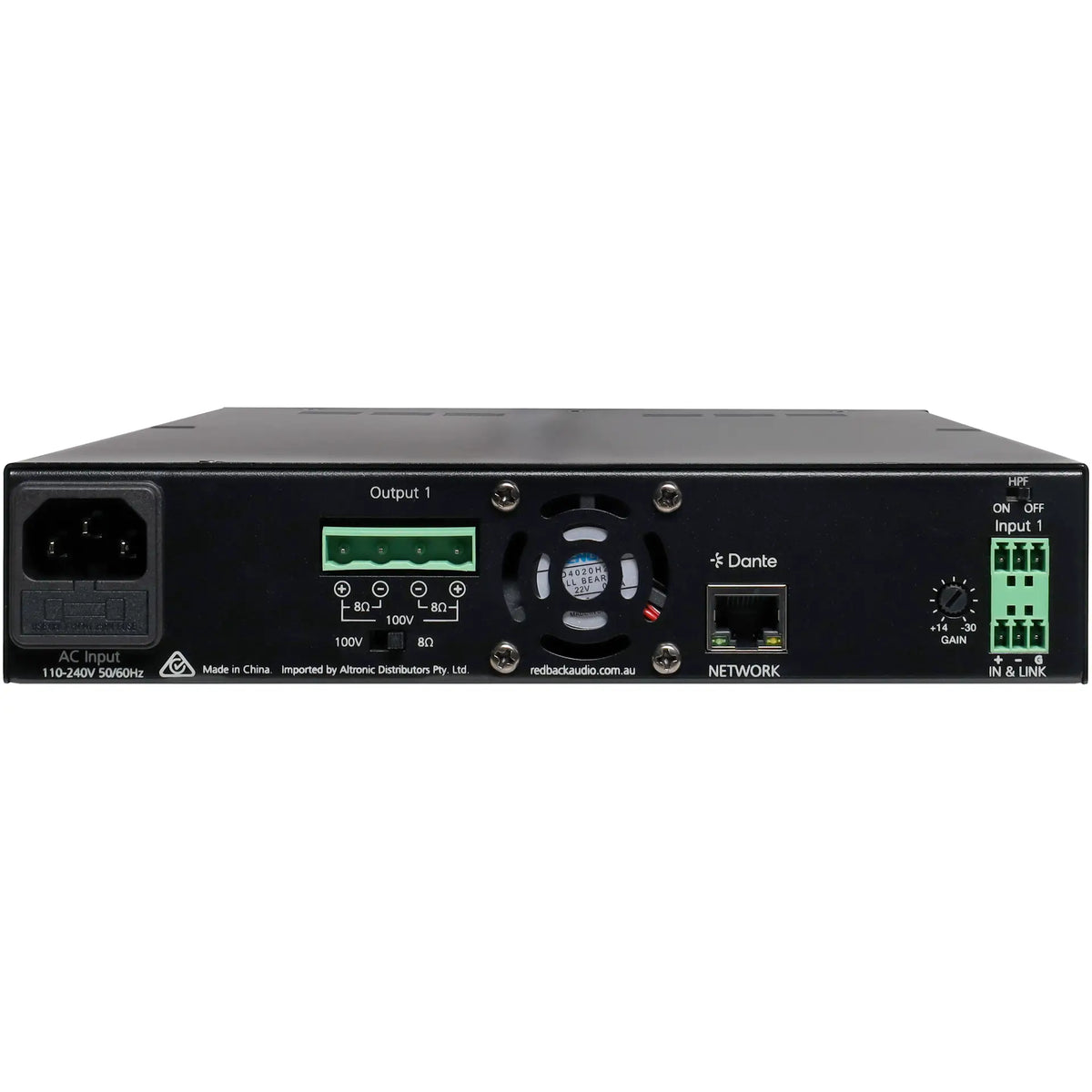 Redback 480W Public Address (PA) Dante Zone Amplifier