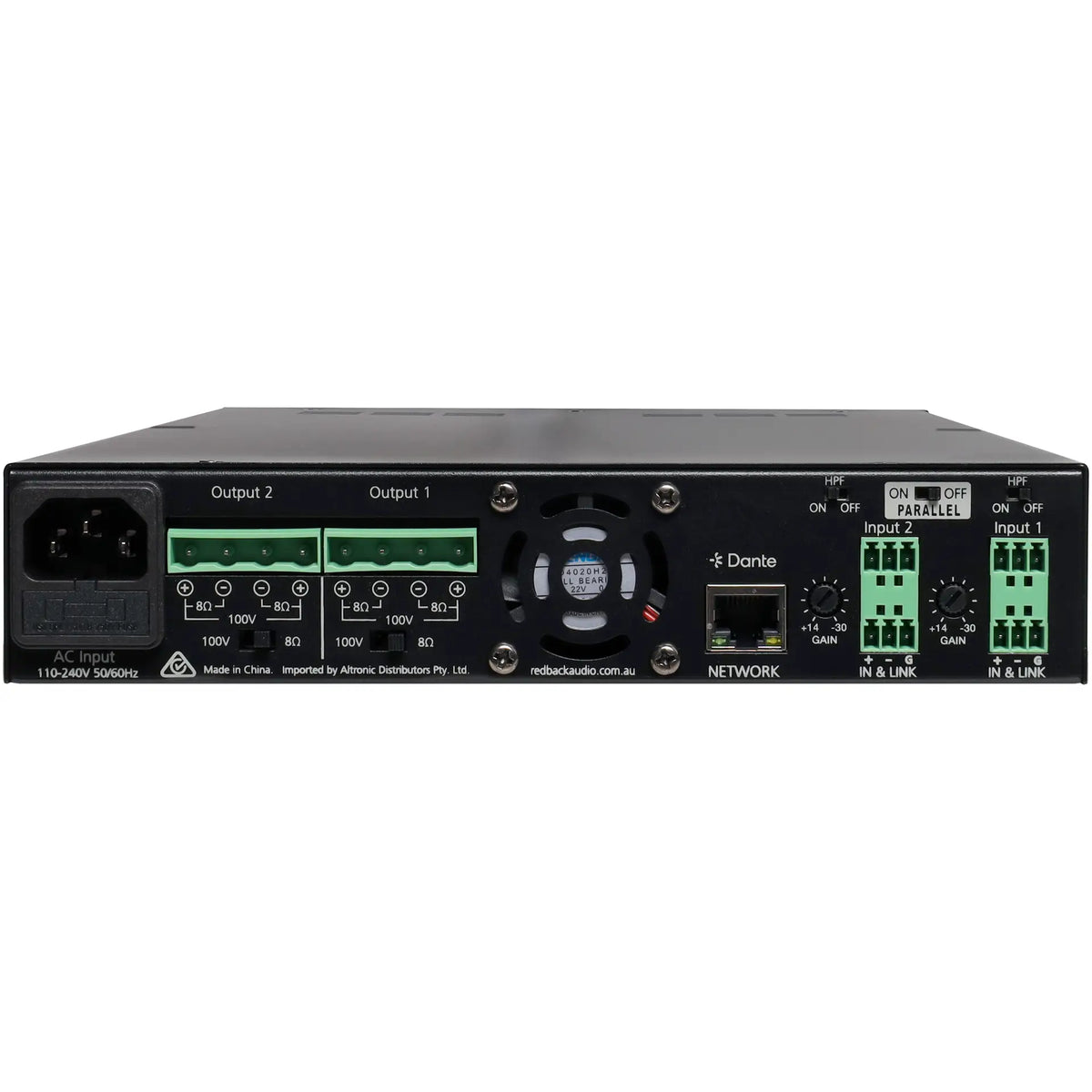 Redback 2 x 480W Public Address (PA) Dante Zone Amplifier