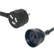 Powertran 1m Black Piggyback Mains Extension Power Cable