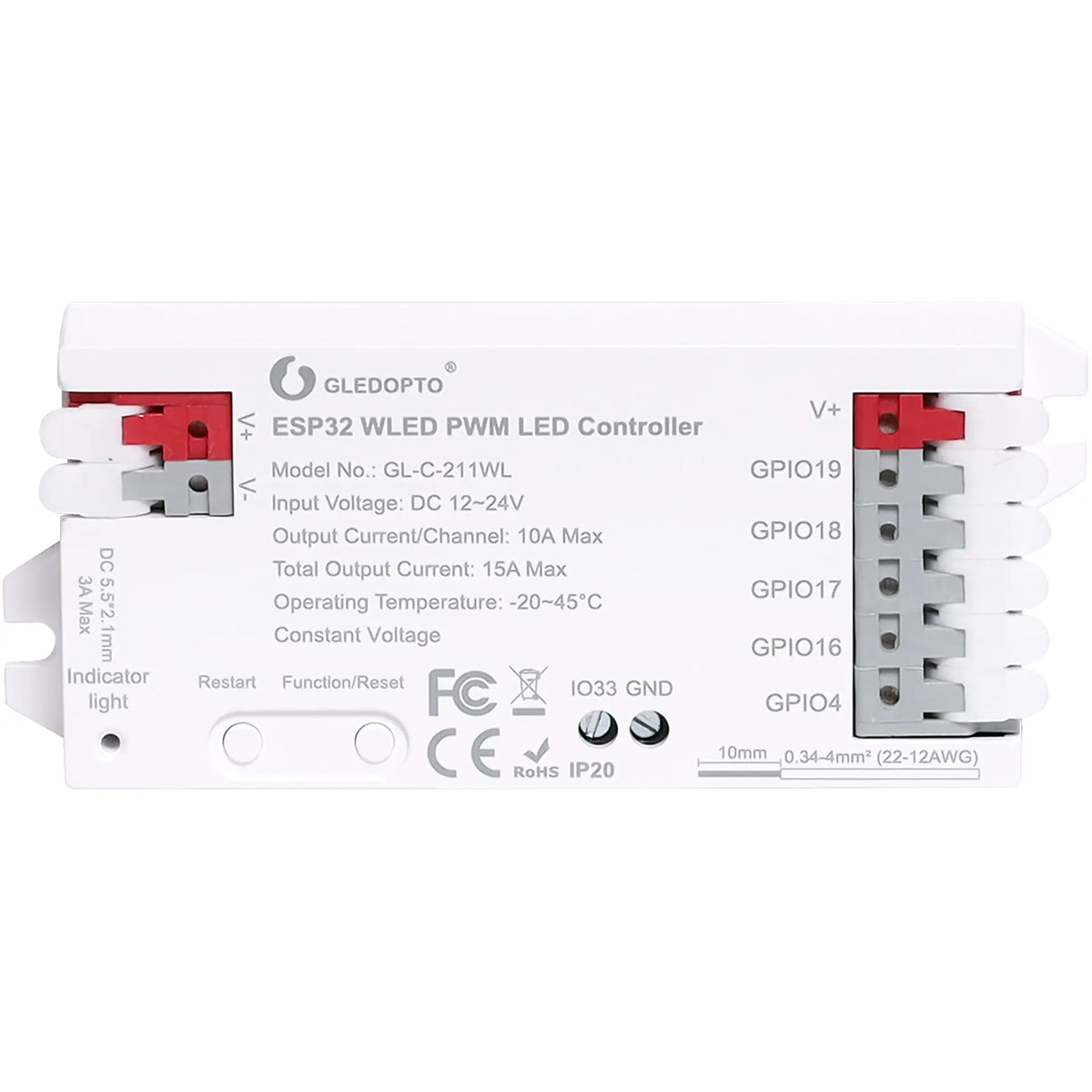 Gledopto ESP32 Wi-Fi WLED PWM LED Controller