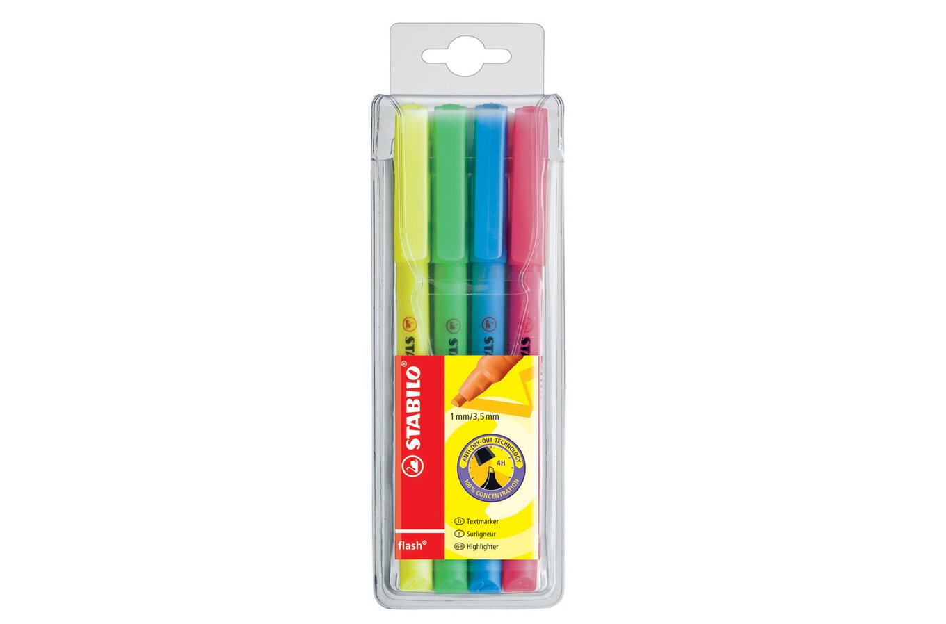 Stabilo Flash Highlighters - Assorted (Wallet of 4)