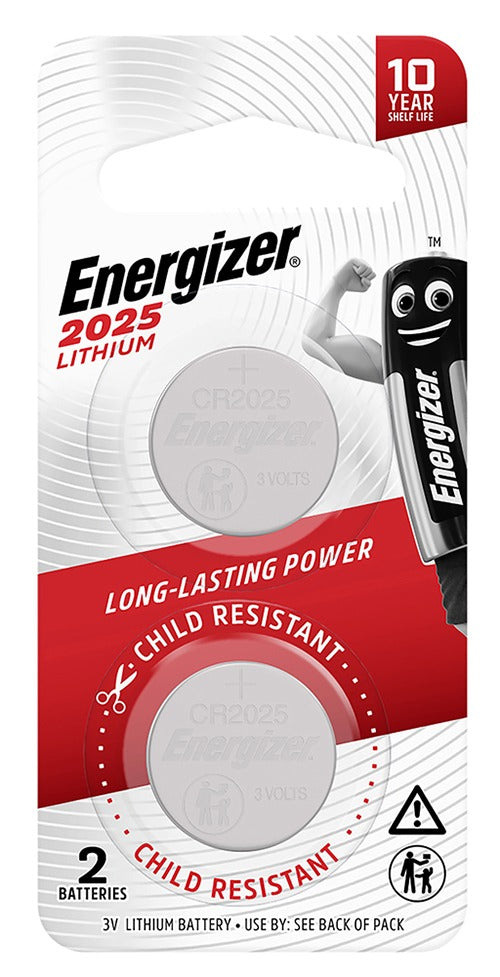 Energizer CR2025 Lithium Coin Batteries (Pack of 2)