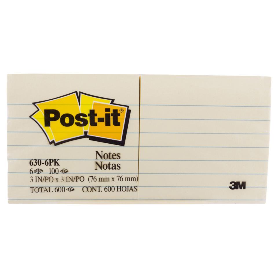 Post-It Notes Lined: Yellow - 76mm x 76mm (6 Pack)