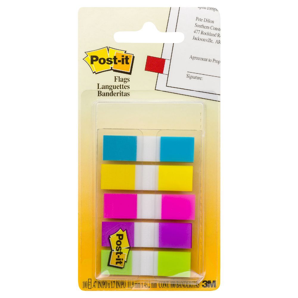 Post-It Mini Flags: Assorted Bright Colours (100 Flags)