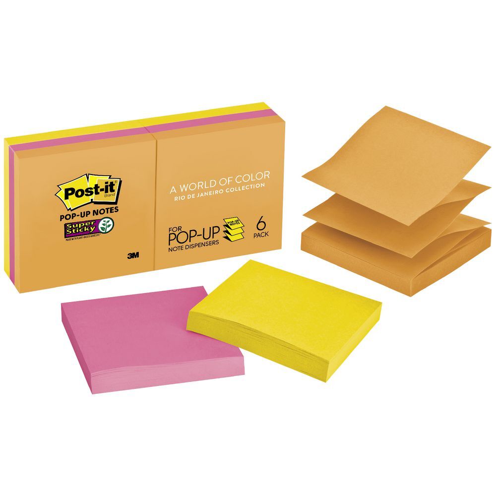Post-It Pop-Up Notes: Rio De Janeiro Collection - 76mm x 76mm (6 Pack)