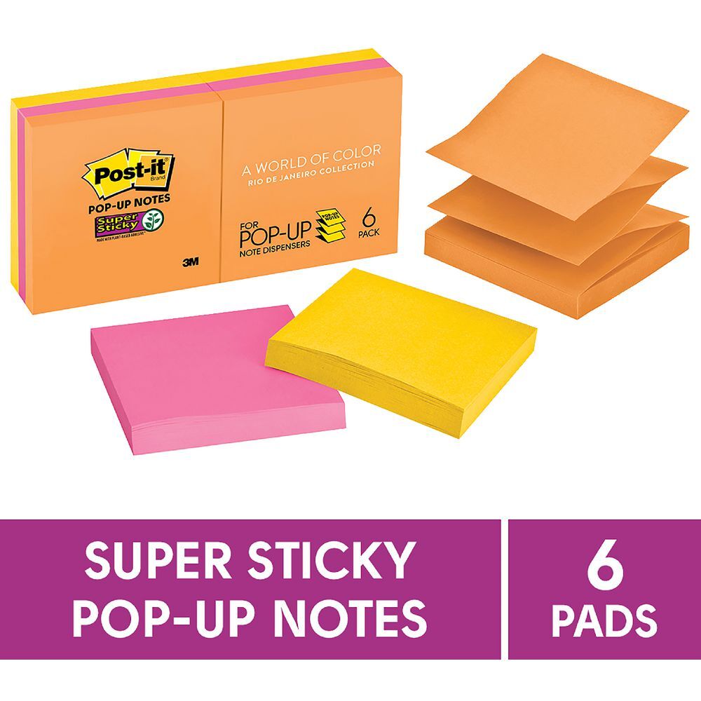 Post-It Pop-Up Notes: Rio De Janeiro Collection - 76mm x 76mm (6 Pack)