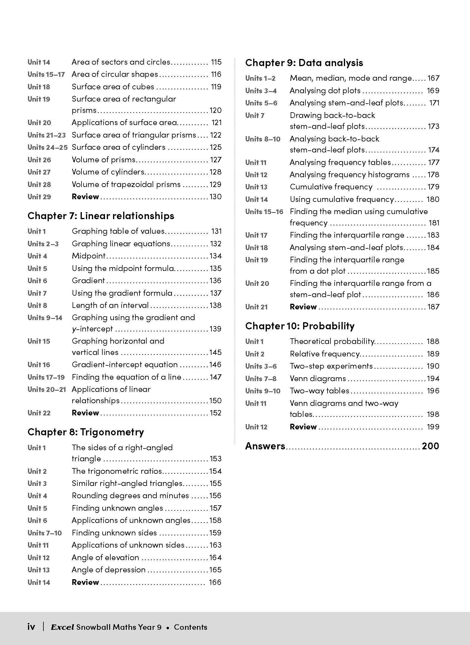 Excel Snowball Maths Year 9 – inside page 2