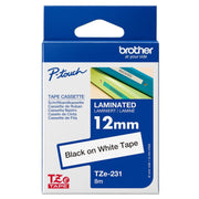 Brother TZe-231 Label Tape 12mm x 8m - Black on White