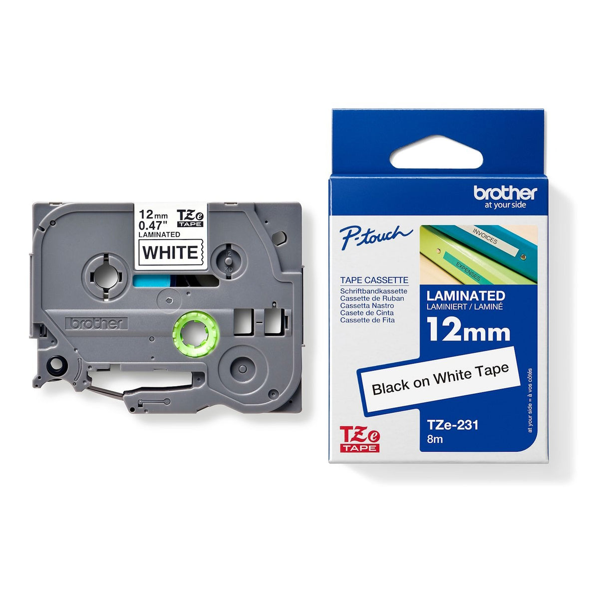 Brother TZe-231 Label Tape 12mm x 8m - Black on White - view 2