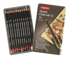 Pencils Derwent Academy - Tinted Charcoal Tin Pk12