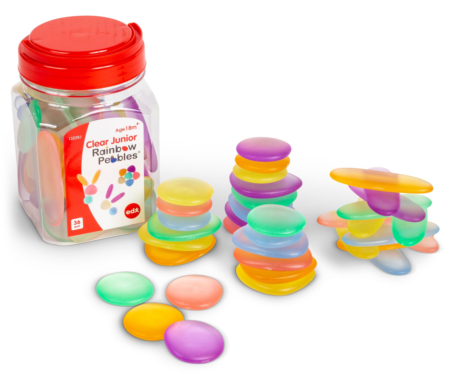 Junior Rainbow Pebbles - Jar of 36: Clear