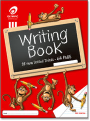 Olympic Writing Book (Monkeys) - 335x240mm, 18mm Dotted Thirds: 64 Pages (Single Book)
