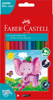 Faber-Castell Jumbo Coloured Pencils (Pack of 12) with Sharpener