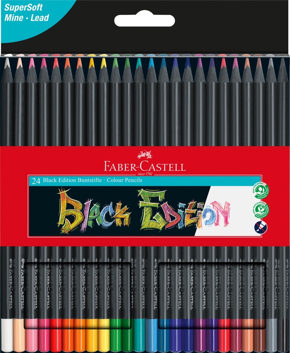 Faber-castell Pencils Coloured - Black Edition (Pack of 24)