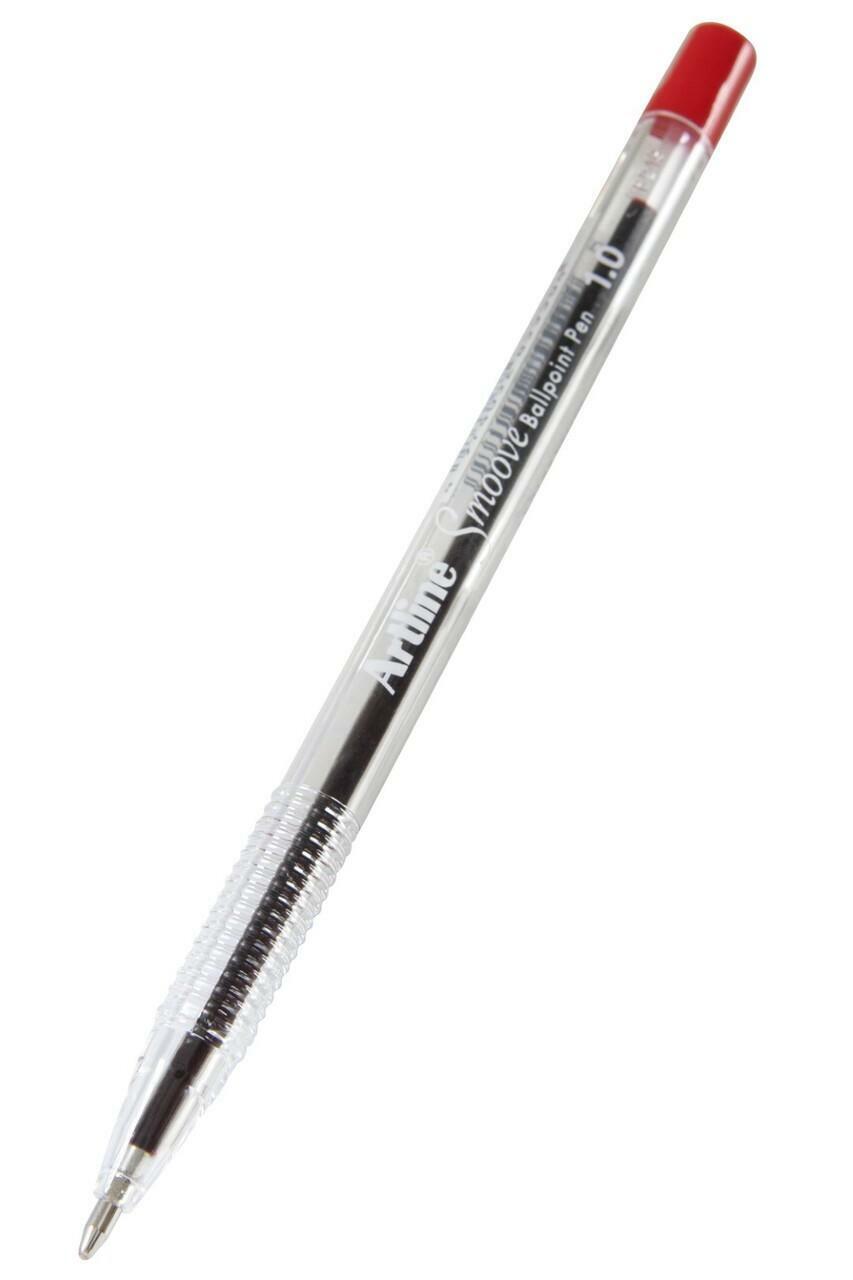 Artline Smoove Ballpoint Pens - 1.0mm Red (Pack of 12)