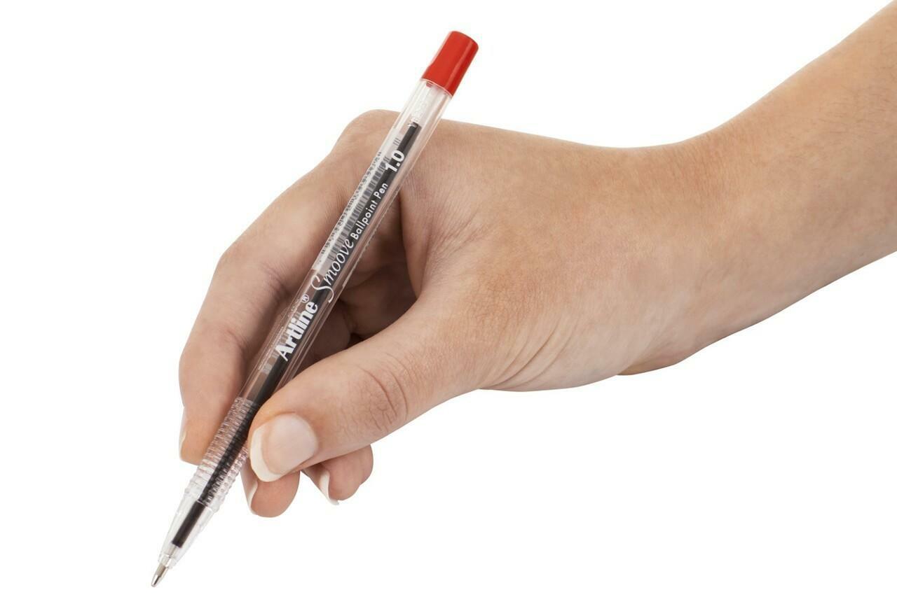 Artline Smoove Ballpoint Pens - 1.0mm Red (Pack of 12)