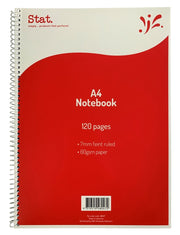Stat Notebook - A4 60gsm (7mm Ruling) Board Cover Red: 120 Pages (Pack of 10)