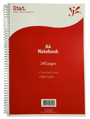 Stat Notebook - A4 60gsm (7mm Ruling) Board Cover Red: 240 Pages (Single)