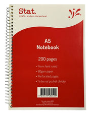 Stat Notebook - A5 60gsm (7mm Ruling) Board Cover Red: 200 Pages (Single)