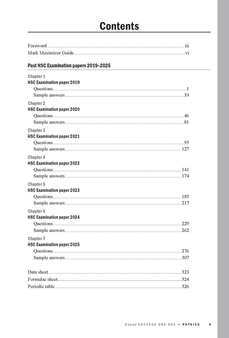 Excel Success One HSC Physics 2026 Edition — inside page 2