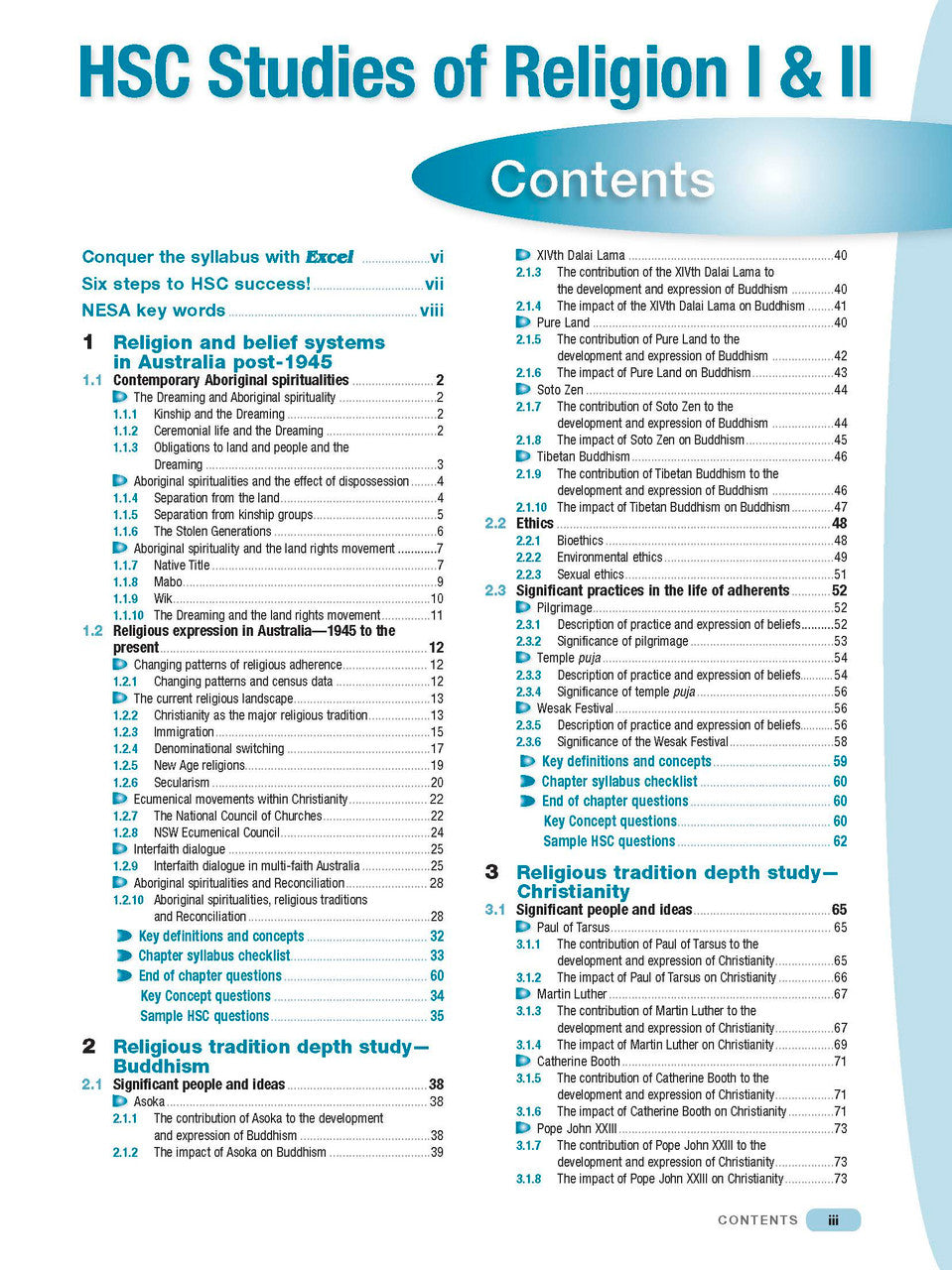 Excel HSC - Studies of Religion I and II Study Guide — inside page 1