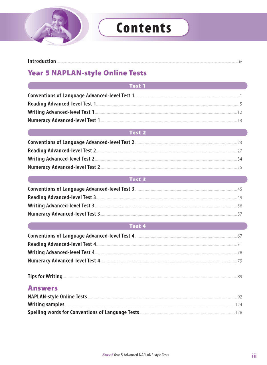 Excel Advanced NAPLAN*-style Tests Year 5 — inside page 1