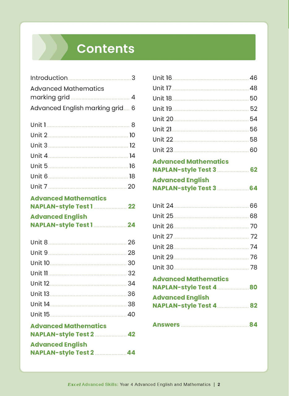 Excel Advanced Skills - Advanced English and Mathematics Year 4 – inside page 2
