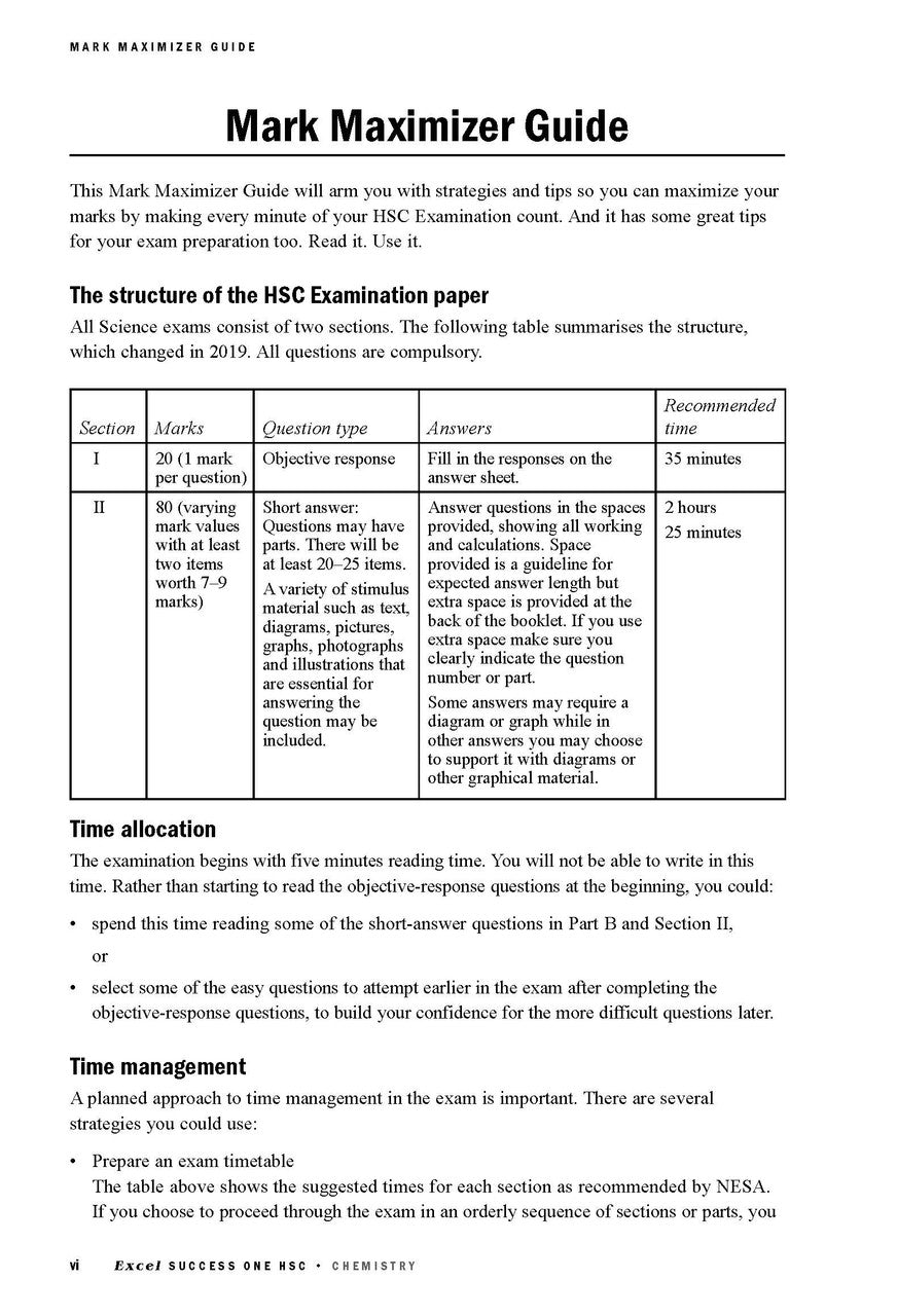 Excel Success One HSC Chemistry 2026 Edition — inside page 2