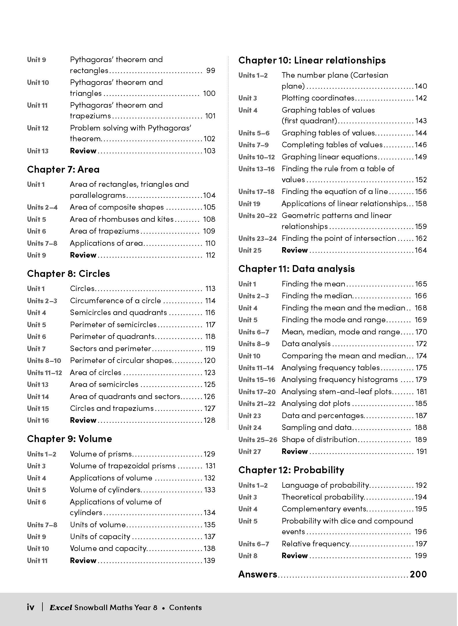Excel Snowball Maths Year 8 – inside page 2