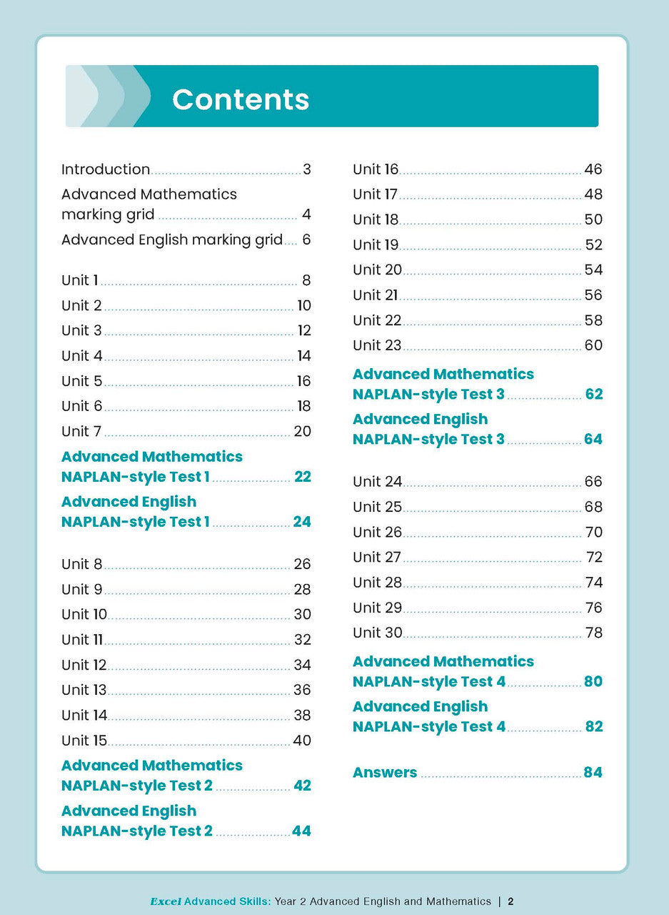 Excel Advanced Skills - Advanced English and Mathematics Year 2 – inside page 2