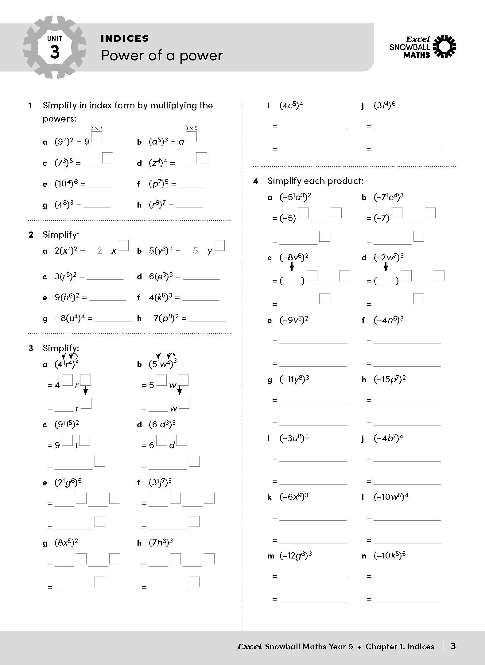 Excel Snowball Maths Year 9 – inside page 5